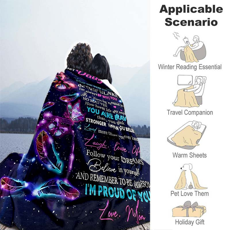 1pc purple envelope blanket for my daughter lightweight flannel throw for sofa bed travel camping livingroom office couch chair and bed digital printing fleece blanket with soft and warm flannel fabric details 4