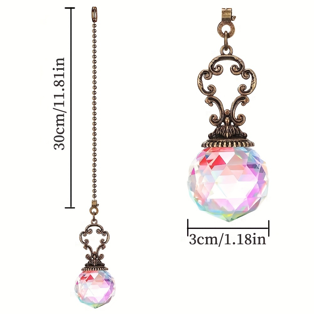 4pcs Crystal Ceiling Fan Pull Chains Pendant Colorful Extender Pull Chain  Extension With Connector Crystal Prism Ball Extension