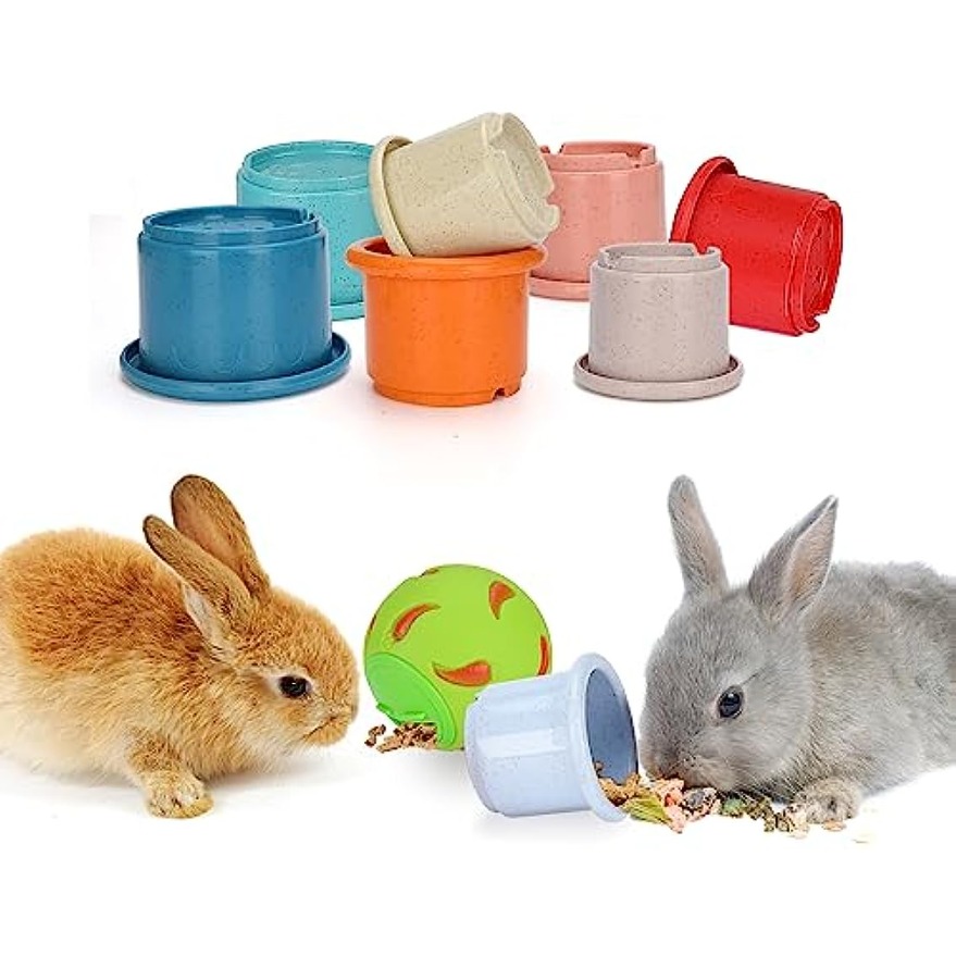 Multi-colored Reusable Stack Up Bunny Cups,stacking Cups For Rabbits Treat  Ball Dispenser, Interactive Toys With Food Ball For Small Animals Rabbits  Bunny Hiding Food And Playing - Temu Norway