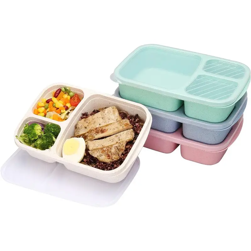 Bento Lunch Box, 3-compartment Lunch Containers For Adults, Bpa