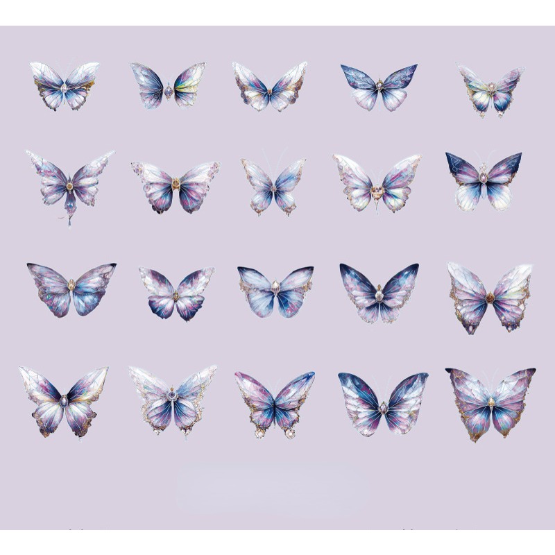 40pcs Crystal Laser Butterfly DIY Stickers for Planner