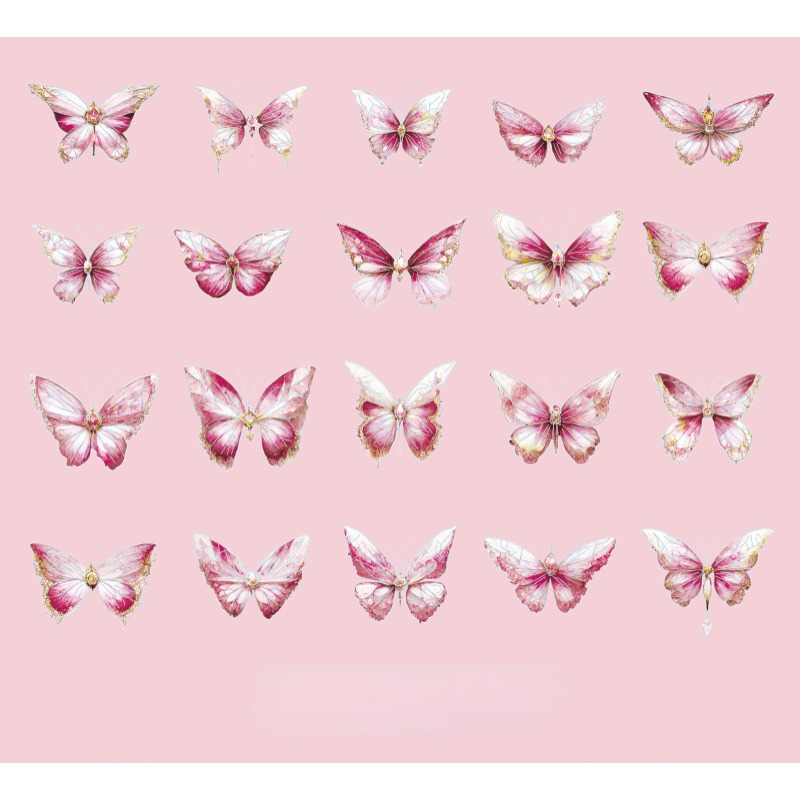 40pcs Crystal Laser Butterfly DIY Stickers for Planner