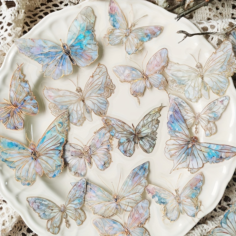 40pcs Crystal Laser Butterfly DIY Stickers for Planner
