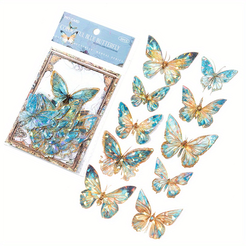 40pcs Crystal Laser Butterfly DIY Stickers for Planner