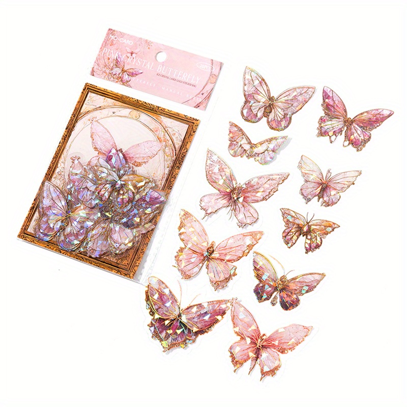 40pcs Crystal Laser Butterfly DIY Stickers for Planner