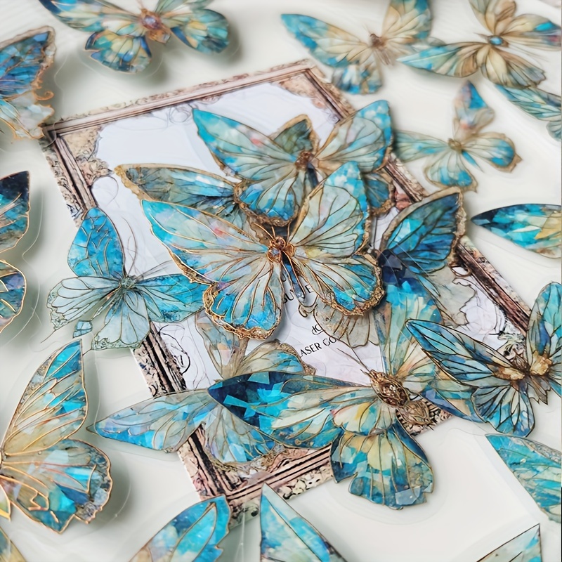 40pcs Crystal Laser Butterfly DIY Stickers for Planner
