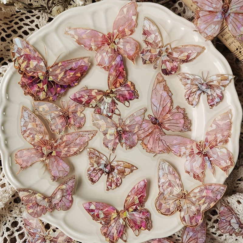 40pcs Crystal Laser Butterfly DIY Stickers for Planner