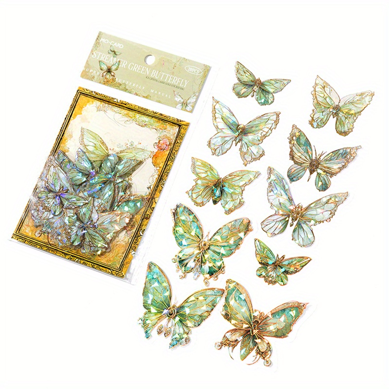 40pcs Crystal Laser Butterfly DIY Stickers for Planner