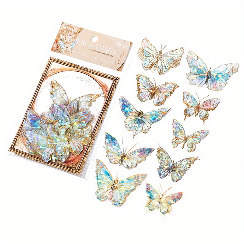 40pcs Crystal Laser Butterfly DIY Stickers for Planner