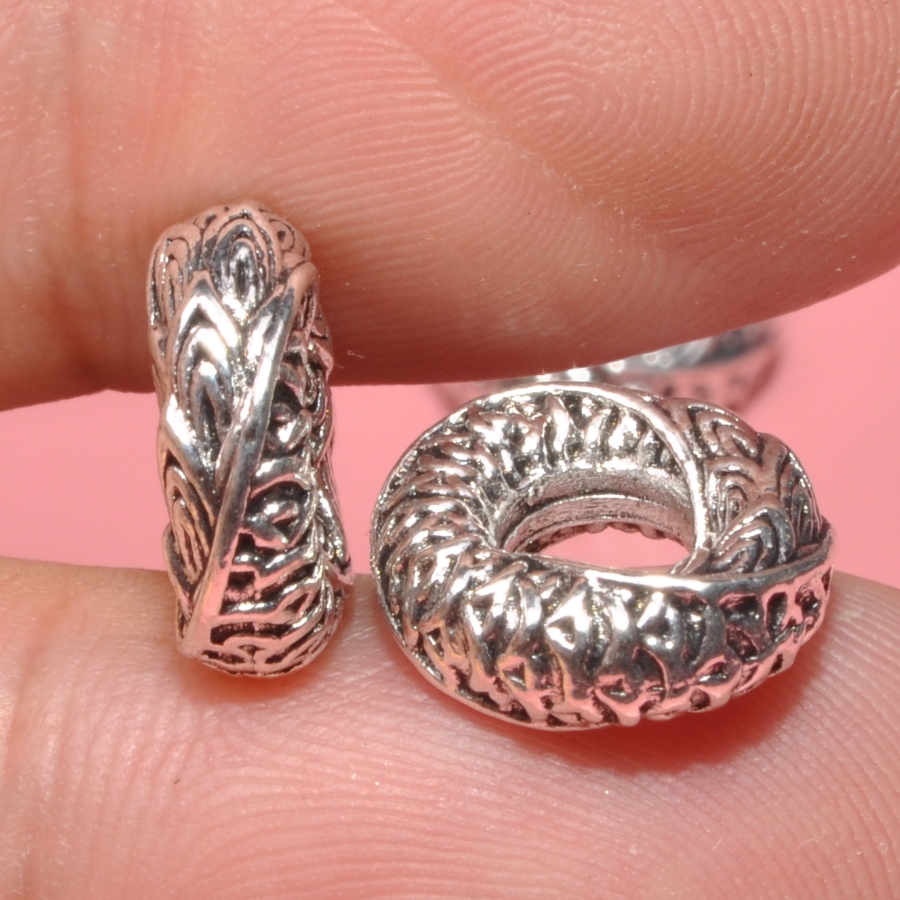 Silvery Carved Dragon Scale Pattern Alloy Loose Beads Large - Temu