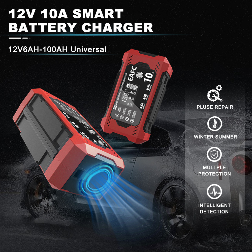 Acheter EAFC 6A 12V chargeur de batterie de moto de voiture intelligente  batterie au plomb réparation d'impulsion intelligente dispositif de charge  rapide affichage LCD numérique