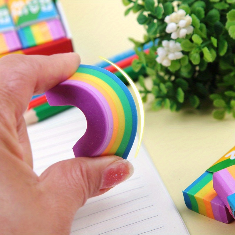 Pencil Eraser Stationery Rainbow Eraser Soft 2b Eraser - Temu