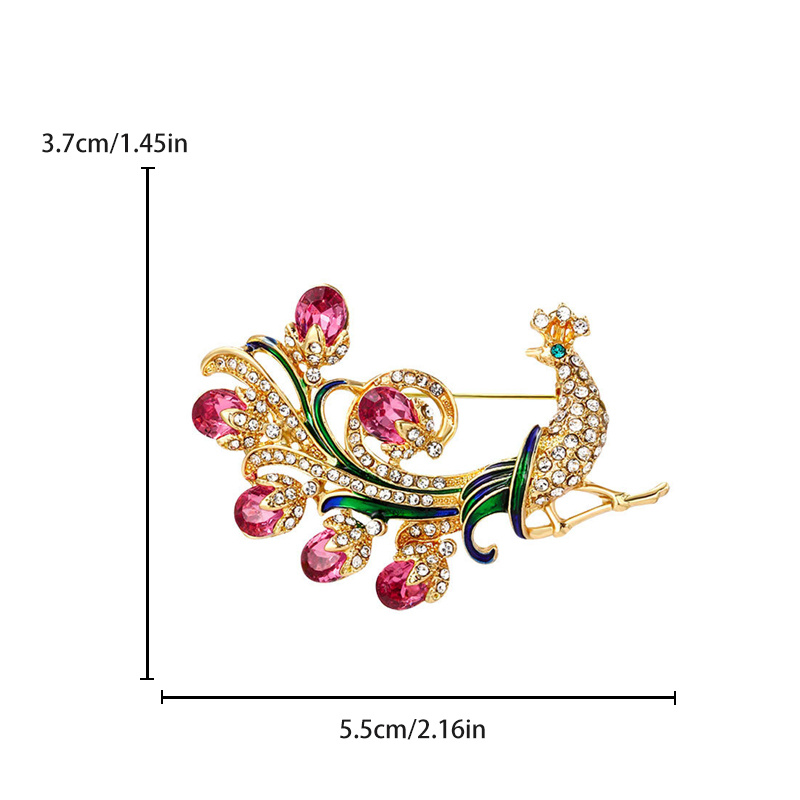 Fashion Rhinestone Peacock Brooch Exquisite Crystal Animal - Temu