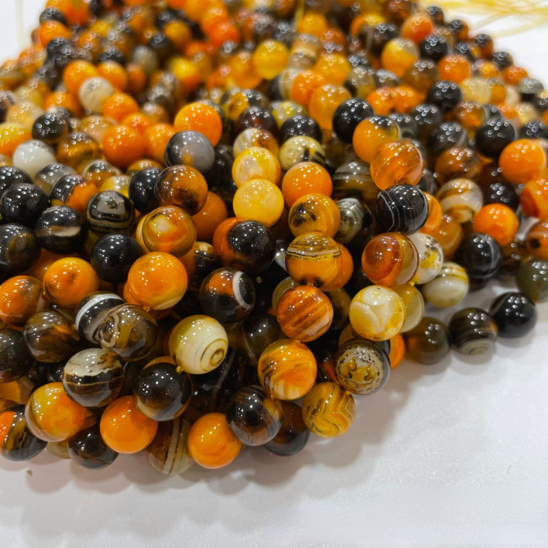 

36/46/60pcs Natural Stone Bumble Bee Color Diy Jewelry Accessories, 6mm (0.24") -10mm (0.4") Agates, Perfect For Artificial Jewelry Necklace Earrings Bracelet Making