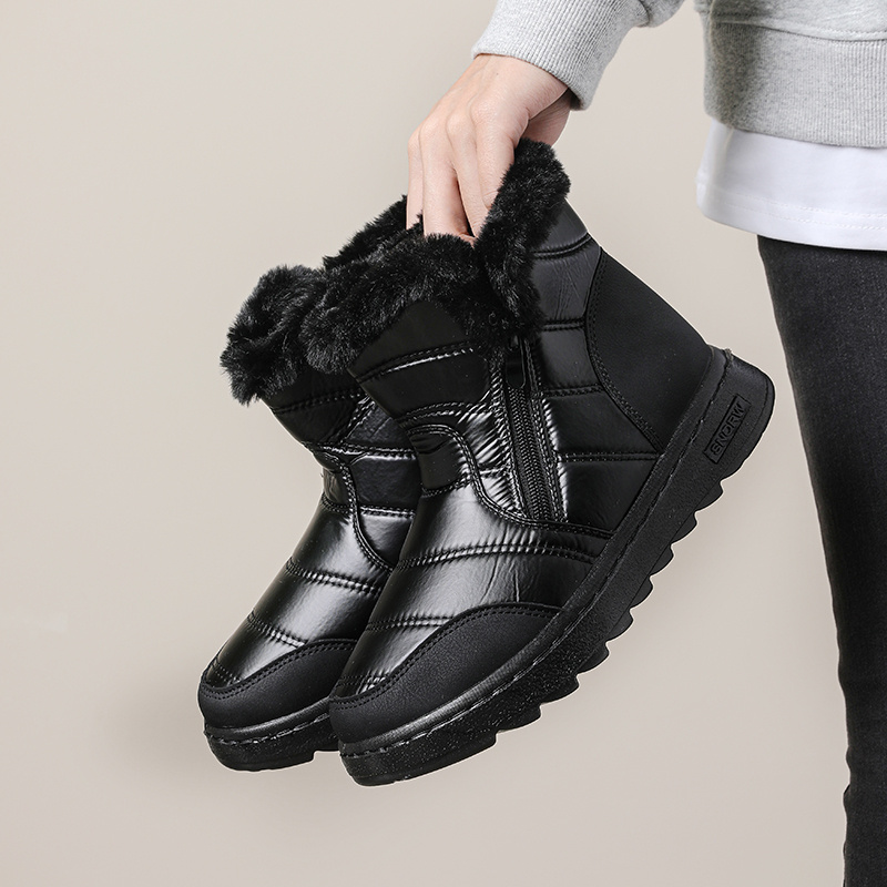 Women's Side Zipper Winter Plush Inner Thermal Snow Boots - Temu