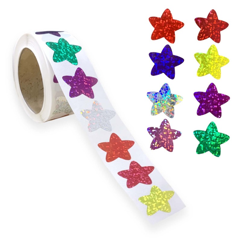 8pcs Christmas Kids Shiny Stickers Adhesive Glitter Stickers (Random Style)  