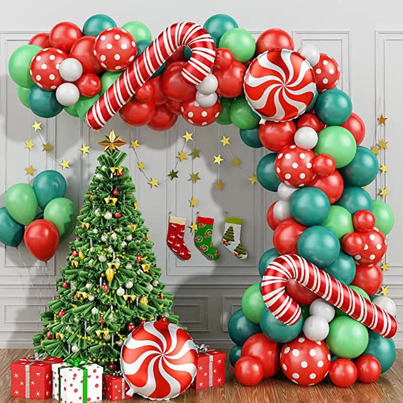 Décoration de ballon de Noël optique rouge et vert, ballons