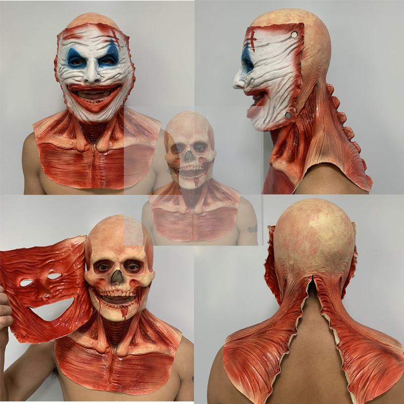 1pc Men's Halloween Double-layer Ripped Mask, Bloody Horror Skull Latex  Mask, Scary Costume Party Masks, Men's Full Face Mask