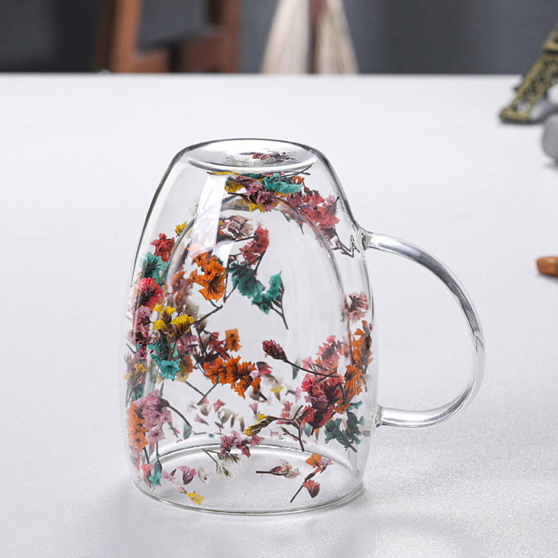 Double Layer Glass Cup With Handle Creative Transparent - Temu