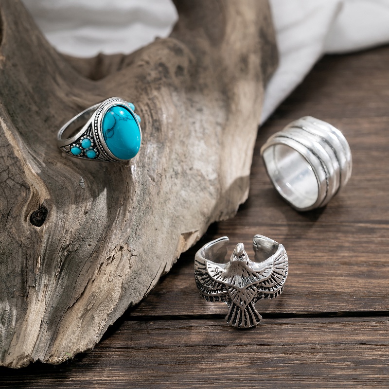 Eagle Turquoise Ring for Men Sterling Silver