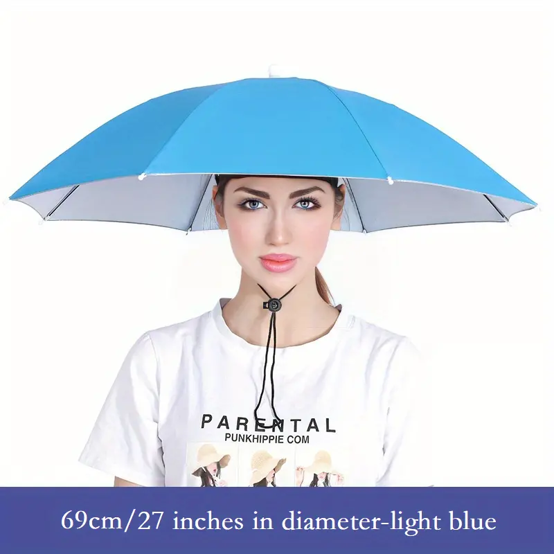 Sombrero Paraguas Ligero Montado En Cabeza Protección Solar - Temu