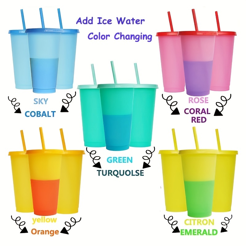 Color Changing Plastic Cup Large Capacity Straw Cup For - Temu