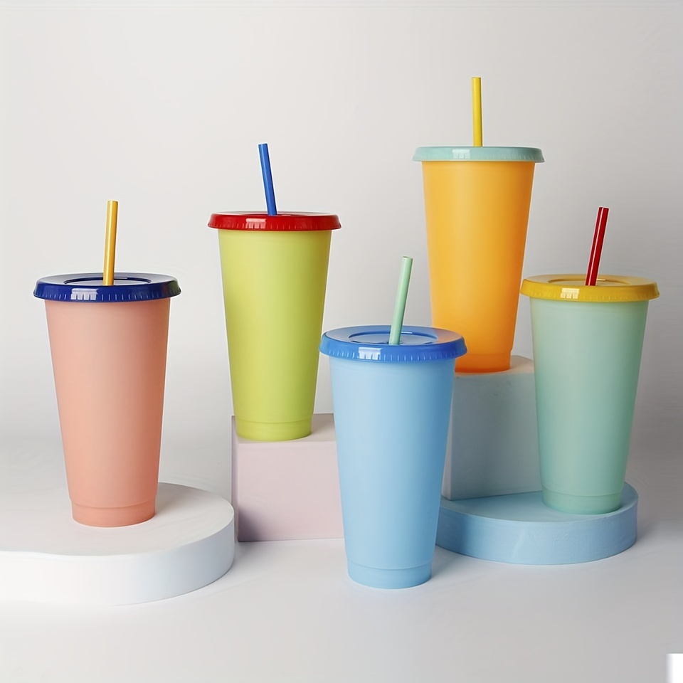 Color Changing Plastic Cup Large Capacity Straw Cup For - Temu