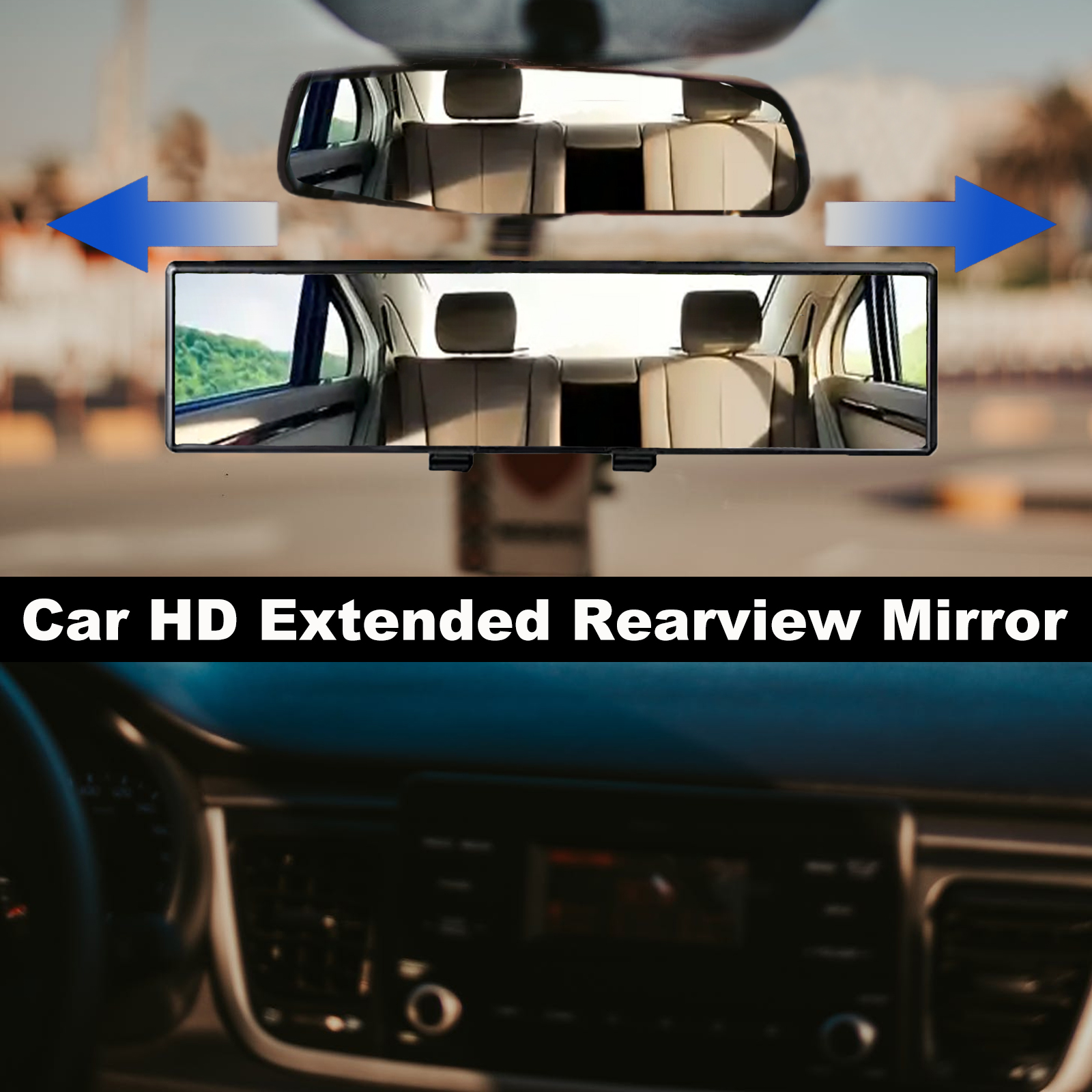 Rear View Mirror, 11.8 Inch Panoramic Anti-Glare Rearview Mirror, Car  Interior Clip-On Wide Angle Rear View Mirror to Reduce Blind Spot  Effectively