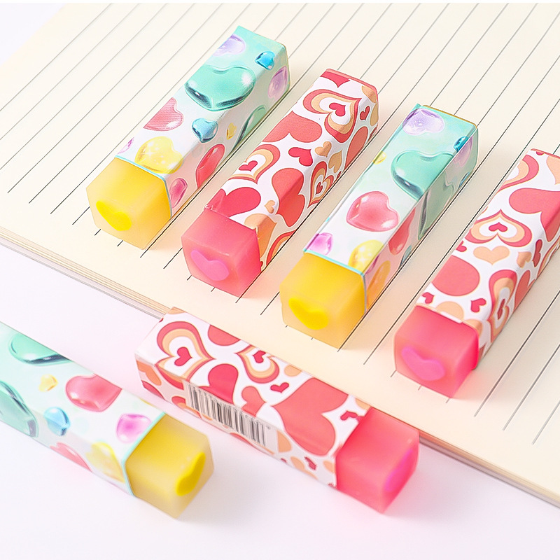 Cute Pencil Erasers for Kids, 6 Count Candy Colors 2B Eraser, Star, Heart  Design Fun Party Favor & School Supplies, Kawaii Drawing Eraser for Boys  and