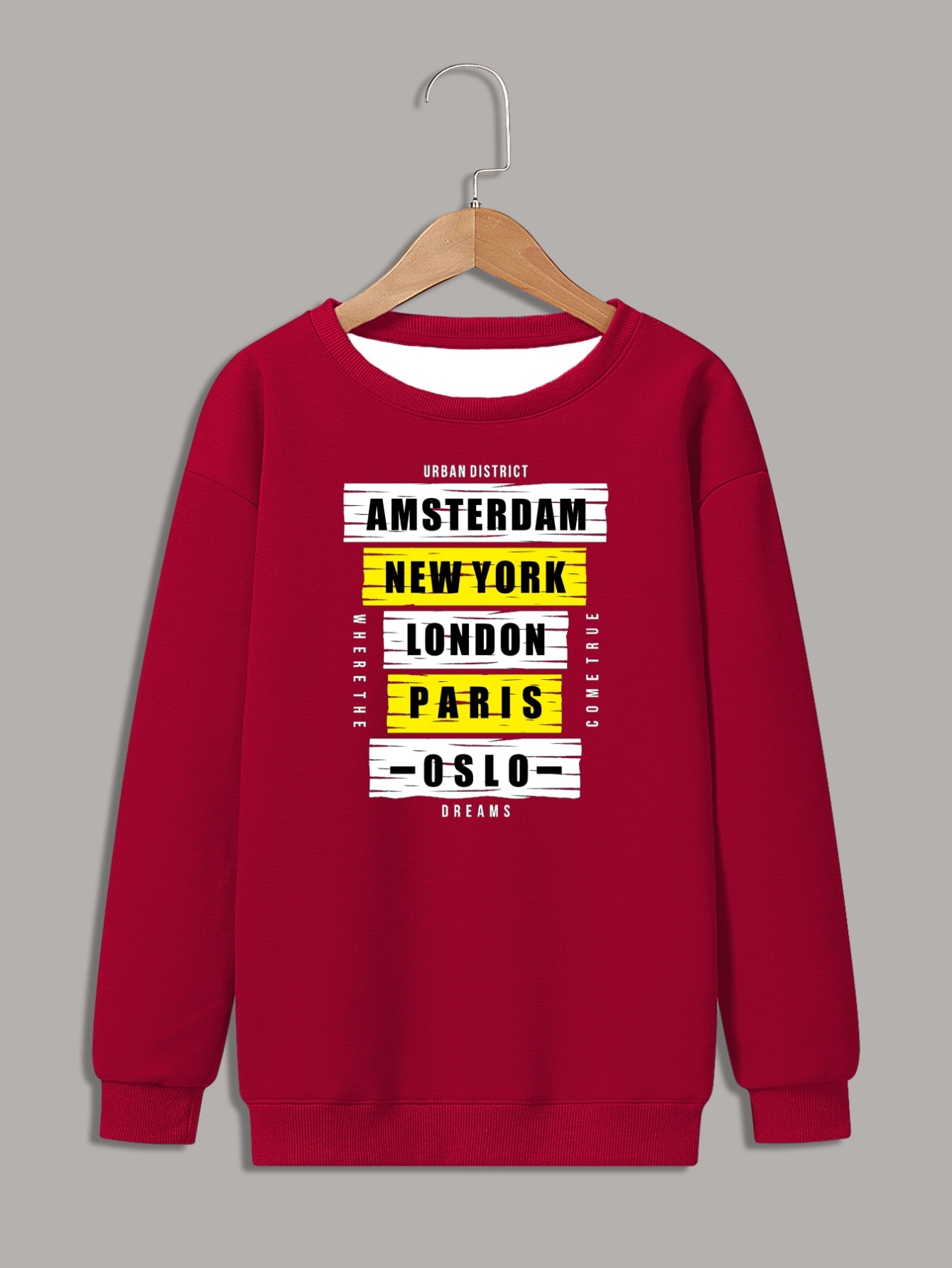 Amsterdam New York London Paris Letter Print Boys Casual Creative