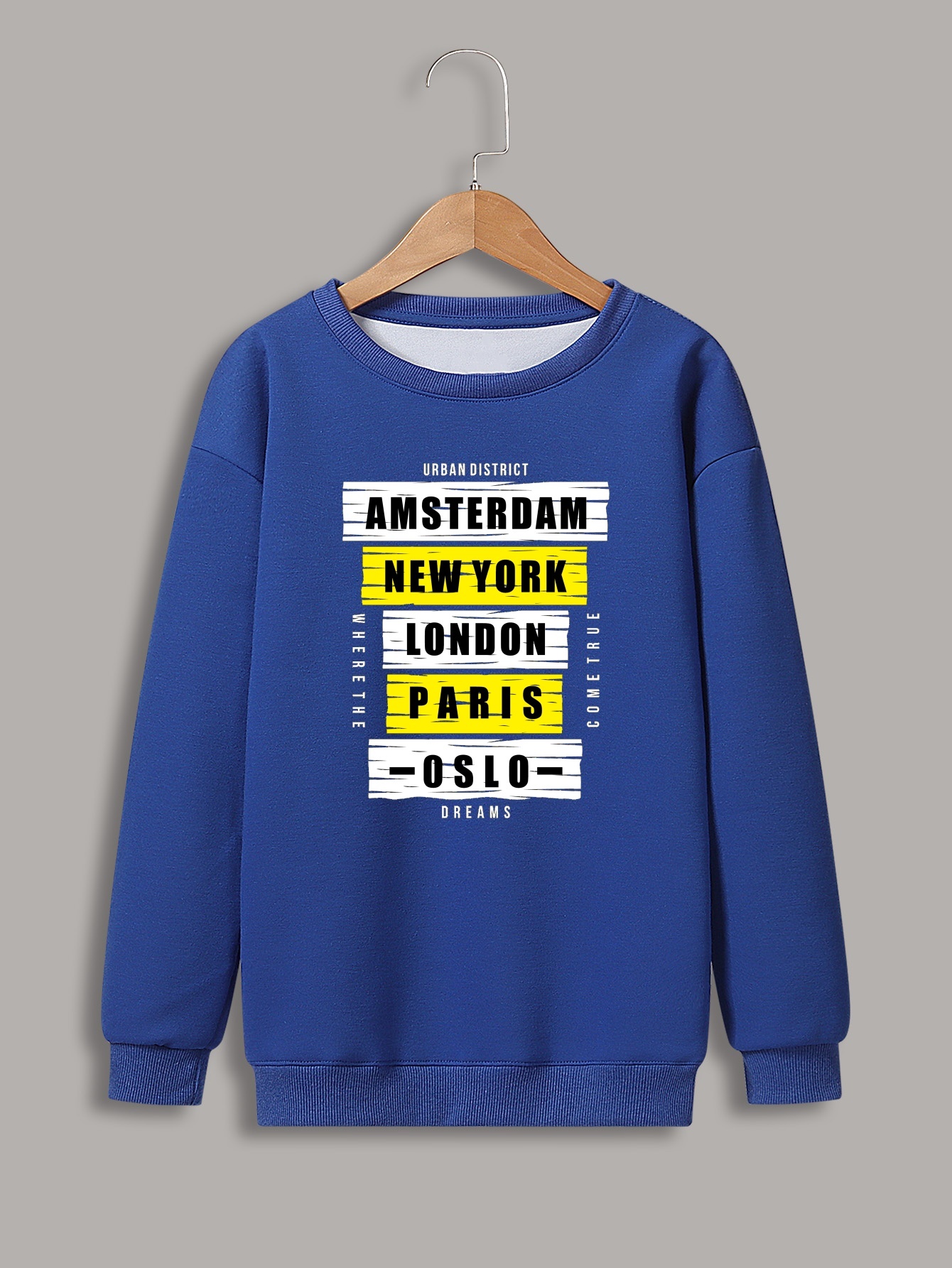 Amsterdam New York London Paris Letter Print Boys Casual Creative