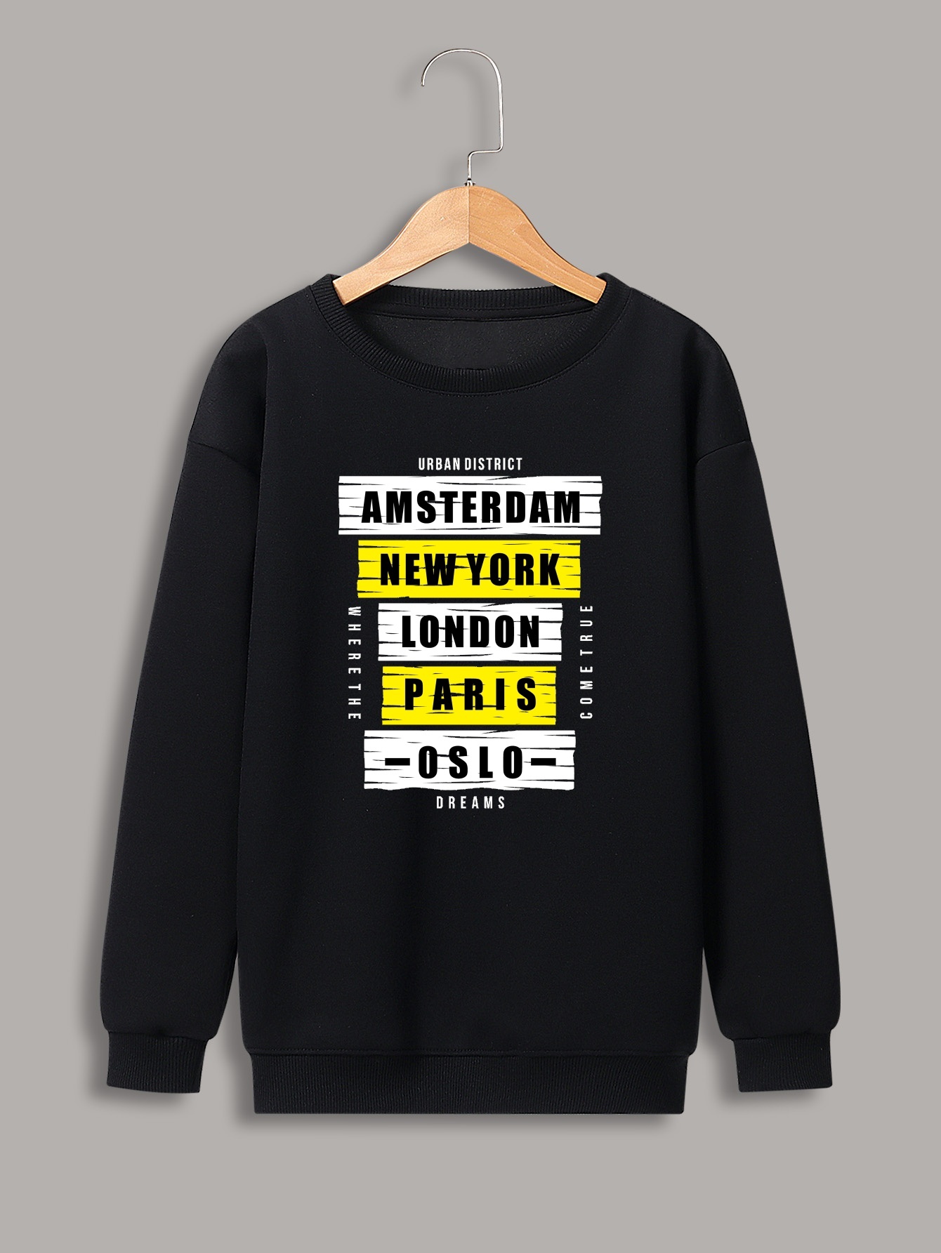 Amsterdam New York London Paris Letter Print Boys Casual Creative