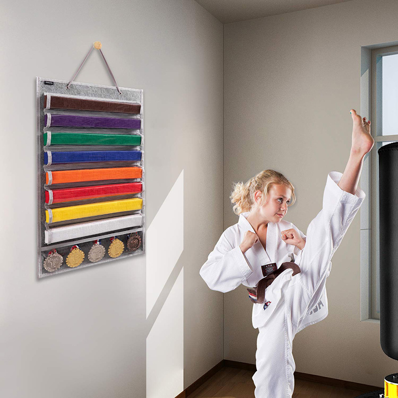 Espositore per cinture di arti marziali da parete per cintura di karate  organizer per 8 cinture e 5 medaglie