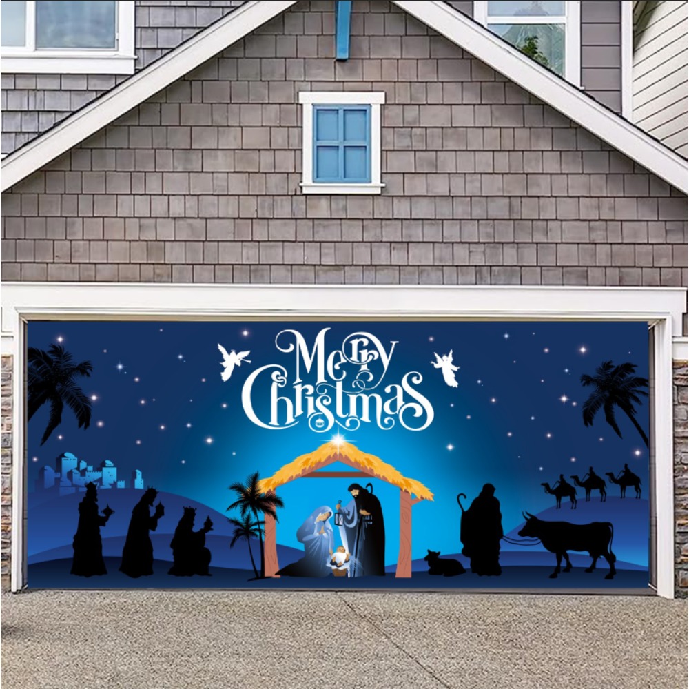 Christmas Nativity Garage Door Banner Cover Decorations 6x13ft Extra ...