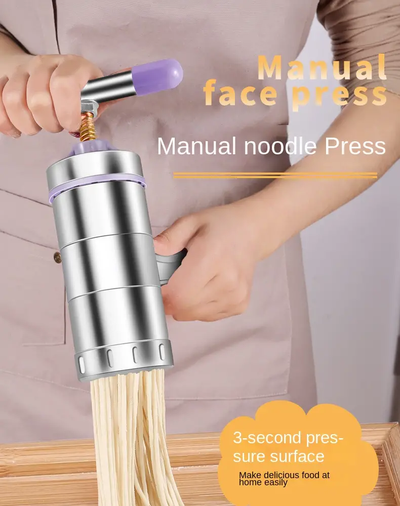 Manual Noodle Making Machine With 1/2/5 Noodle Mould, Hand-cranked