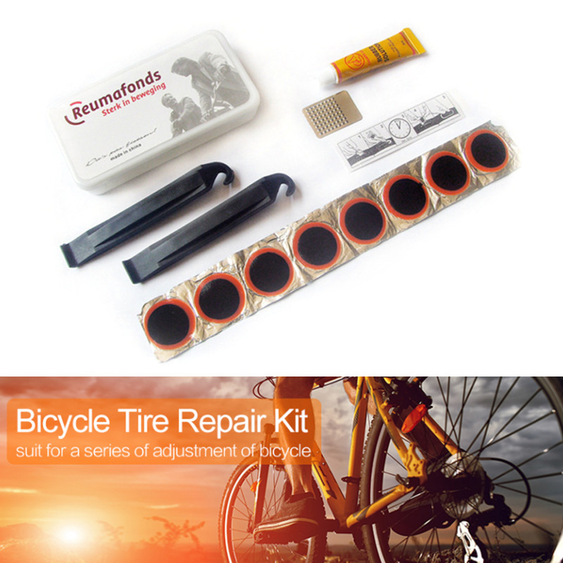 Kit de reparación de bicicletas y bomba de neumáticos de bicicleta,  herramienta de reparación de bicicletas todo en uno, reparación de parches  de