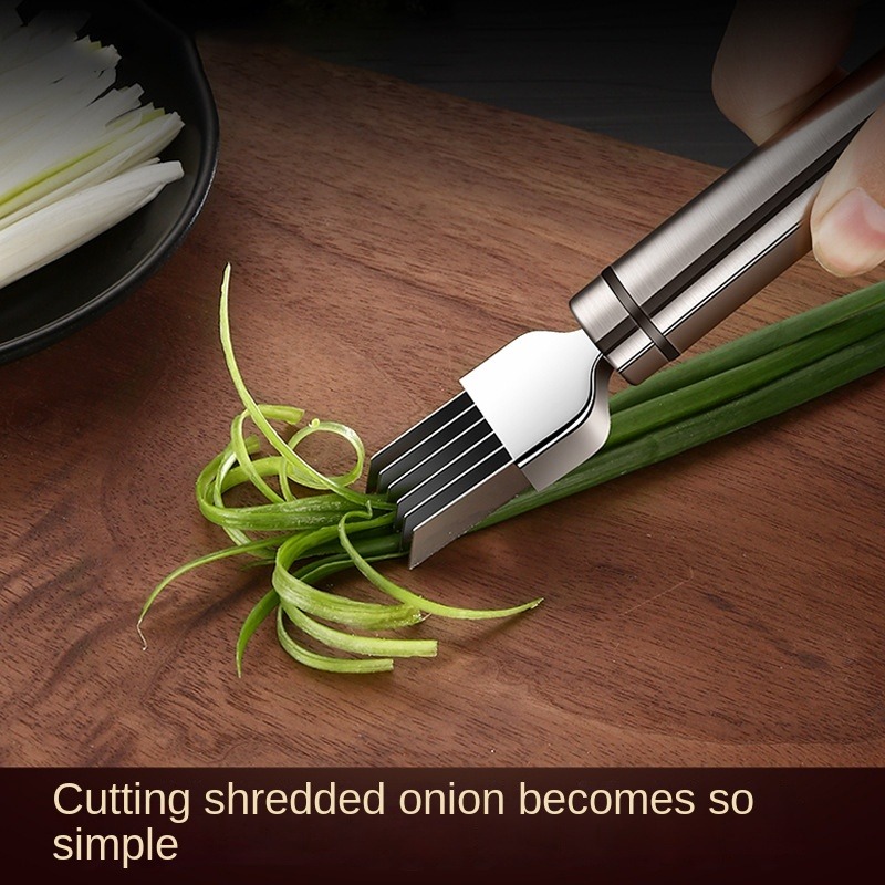 Household Stainless Steel Onion Knife Kitchen Shredder Sharp Onion Cutter  Shaper Plum Onion Shreds - Temu