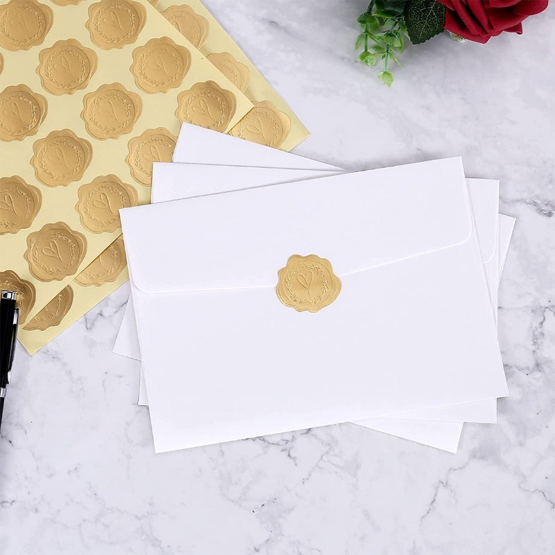 Adhesive Wax Seal Stickers 25PCS Red Rose Wax Seal Sticker for Envelopes  Decorative Stamp Stickers Envelope Stickers for Wedding Invitation Craft