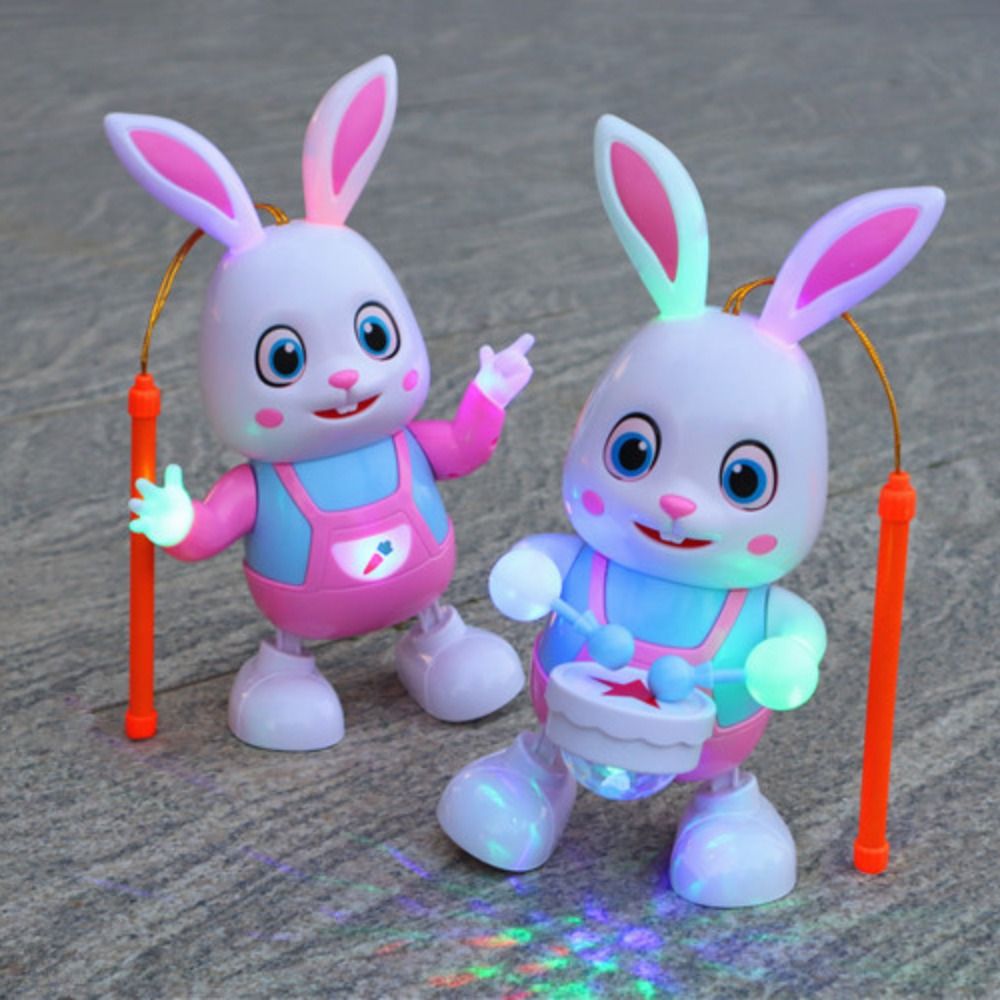 Led Robot Rabbit Drumming Toy Lantern Toy Bunny Electronic - Temu
