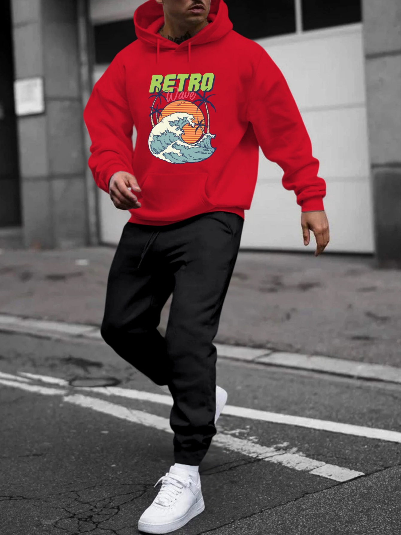 Retro Sweater Outfit Men Fashion Youth Autumn Winter Sweater Set