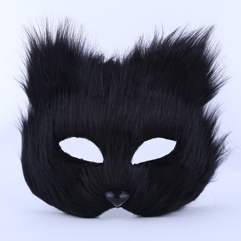 Furry Fox Masks Half Face Eye Mask Cosplay Props Halloween - Temu