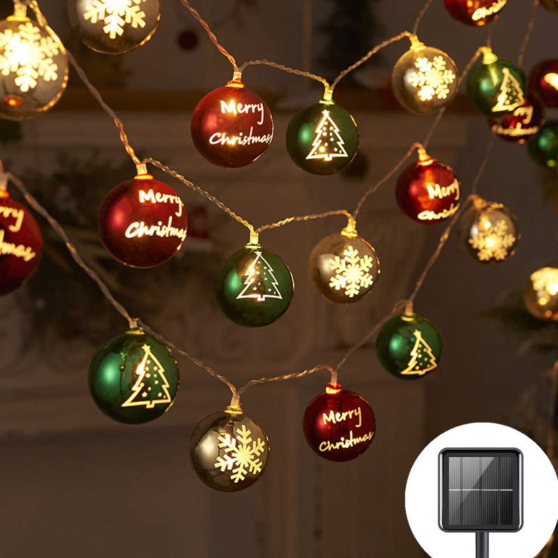 1 pack 5m 20led solar led christmas ball string lights solar christmas tree decoration outdoor waterproof christmas light colorful ball luminous pendant details 3