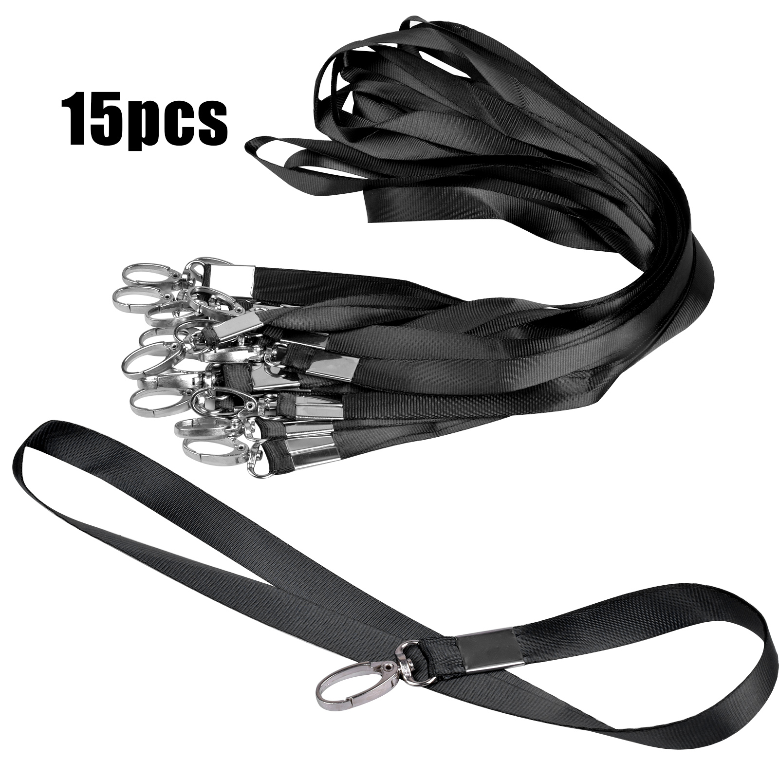 15pcs Lanyards for ID Badges Black Key Lanyard with Clip Neck Strap with Badge Clip Bulk Lanyards for Neck Name Badge H,Id Card Lanyard,Breakaway