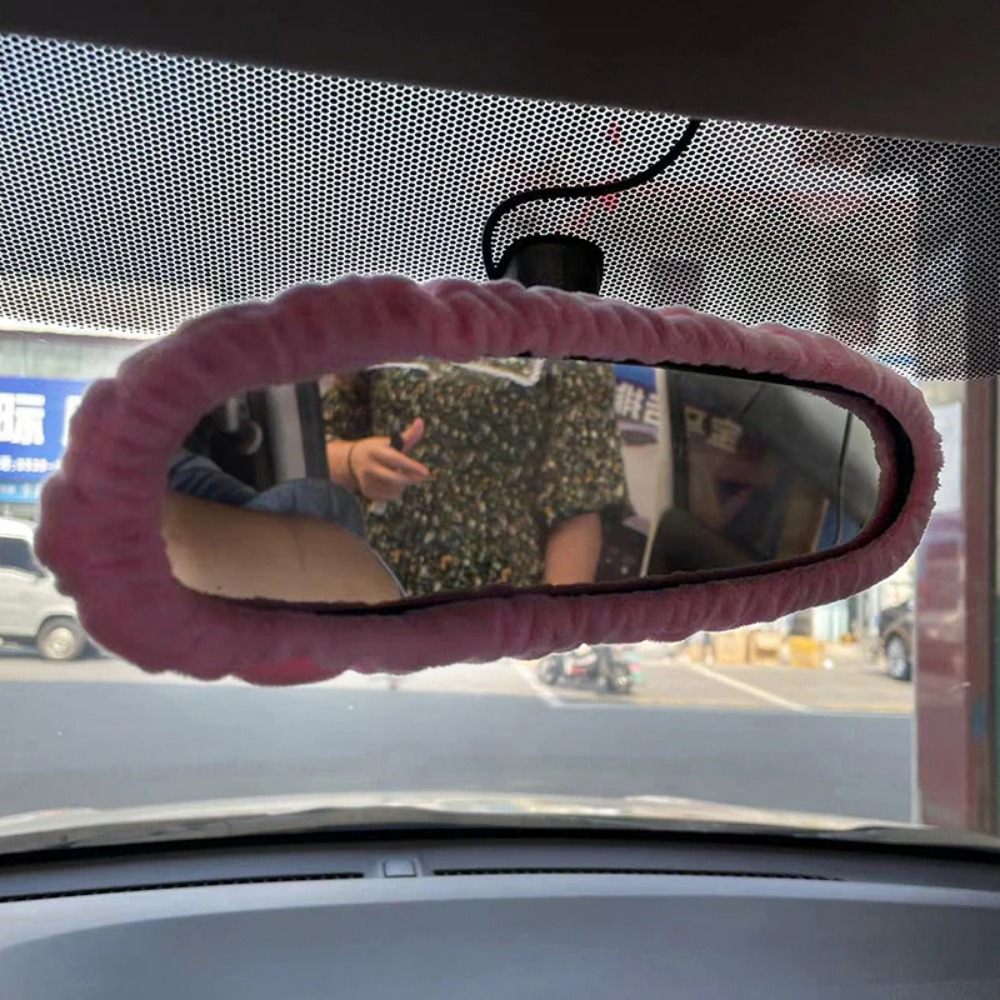 1 pièce Couverture en peluche rétroviseur de voiture miroir, Mode en ligne