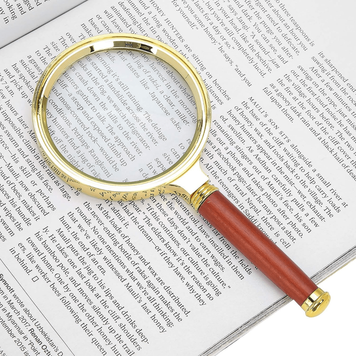 1pc Magnifying Glass, 80mm Hd Handheld Magnifier For Elderly Reading,  Jewelry, Antique Full Zinc Alloy Gold-Plated Frame