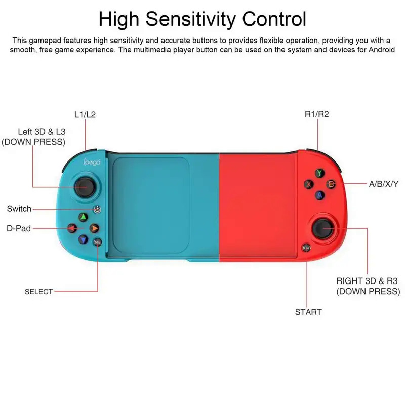 Kit 2 Controle Gamepad Bluetooth Joystick Compatível com PS3 PS4 PC Android  Ios - Vermelho+Azul
