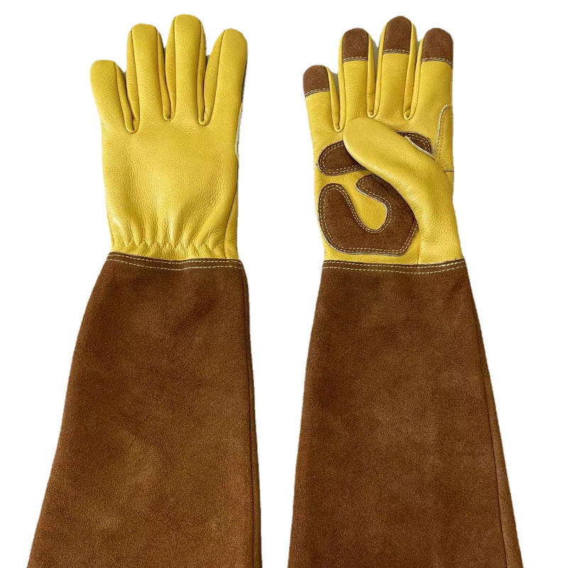 Long Garden Gardening Gloves, Cowhide Wear-resistant Beekeeping