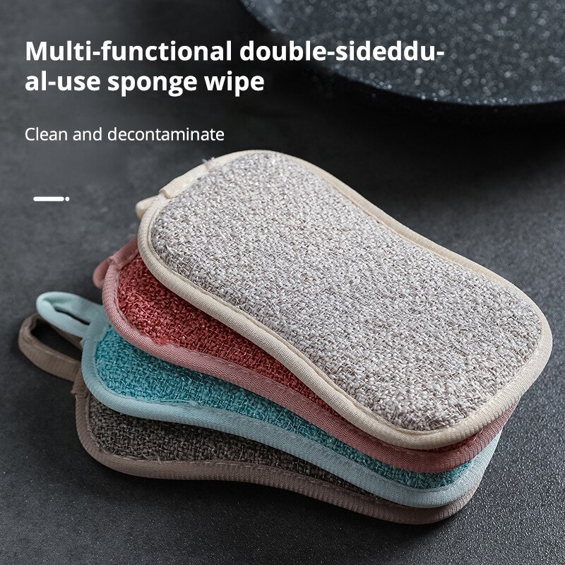 

5pcs Super Absorbent Microfiber Double Sided Scrub Sponge For Dishwashing Kitchen Bathroom Clean Cloth Eraser Magic Sponge For Commercial Cleaning Services/shops