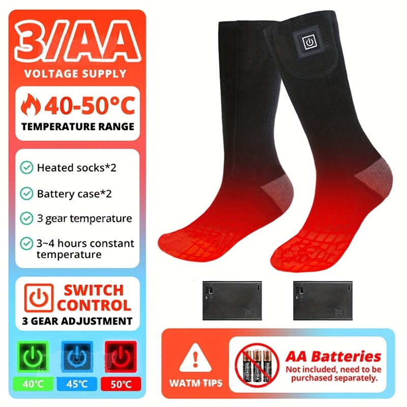 Calcetines calefactables, calcetines calefactables de invierno de 4000 mah  con batería, con 3 ajustes de calor para la caza, al aire libre