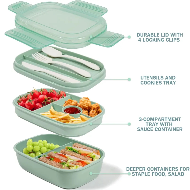 1pc Children And Students Divided Sealed Fruit Box Salad Box, Work